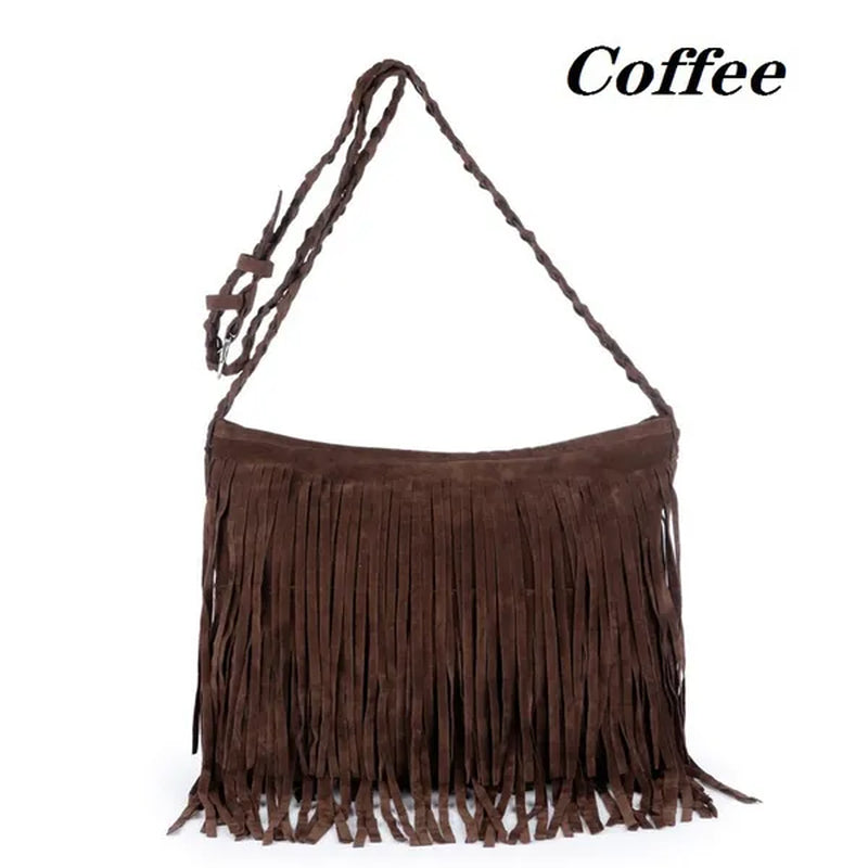 Womens Fashion Faux Suede Fringe Tassel Shoulder Bag Beach Handbags Messenger Bag（6 Colors）