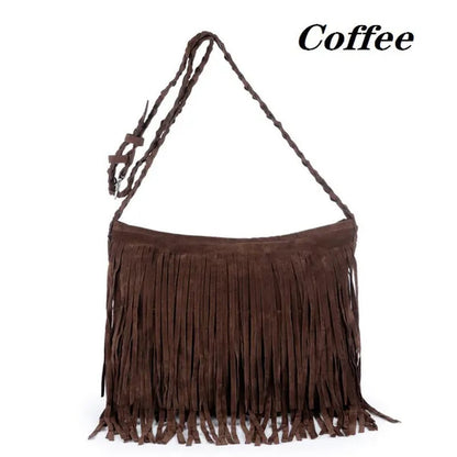 Womens Fashion Faux Suede Fringe Tassel Shoulder Bag Beach Handbags Messenger Bag（6 Colors）