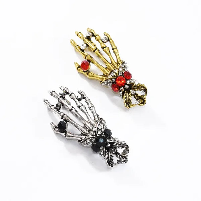 Fashion Hand shape Diamond open crystal female chain tassel brooch