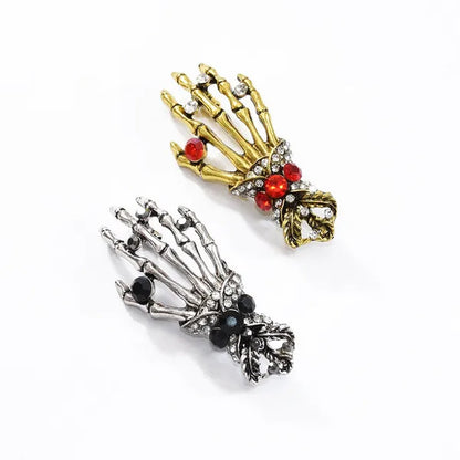 Fashion Hand shape Diamond open crystal female chain tassel brooch