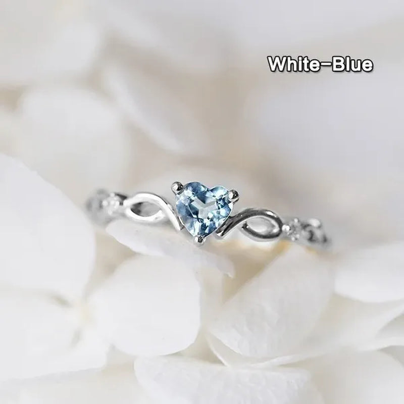 New Yellow Gold/White Gold Plated Engagement Wedding Ring Jewelry Skyblue Heart Shaped Sapphire Diamond Gemstone Rings for Women