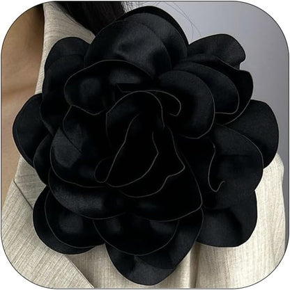 19Mm Extra Large Rose Flower Brooches Lapel Pins Dainty Satin Fabric Brooches Big Camellia Flower Brooch Pin for Women Wedding Part Dance Clothes Accessories Jewelry