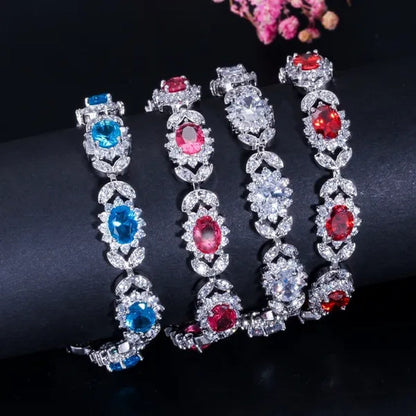 CANDICE 2023 New Summer Design Sterling Silver Plated Blue Crystal Bracelets for Women Fashion Jewelry