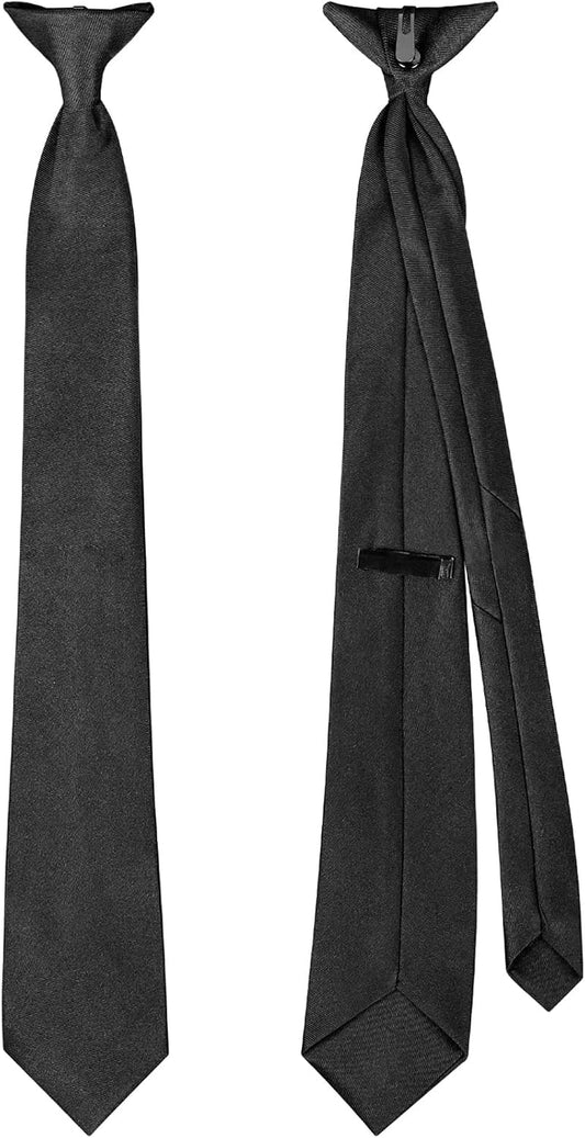Black Clip on Tie for Men - Pre Tied Neckties for Men, Neck Tie for Men Women Skinny Slim at Work Office Wedding Party | 20×3.5 In
