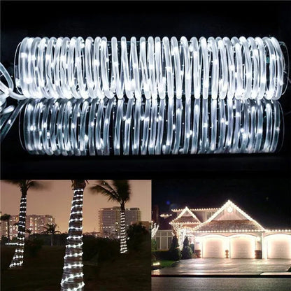 7/12/22/32Meters Solar Powered LED Rope Strip Lights Tube String Lights Garland Fairy Lighting Strings for Outdoor Indoor Garden Christmas Decor