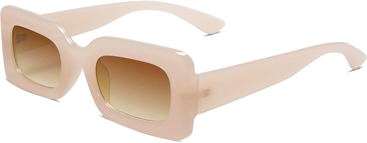 Retro 90S Nude Rectangle Sunglasses Womens Mens Trendy Chunky Glasses