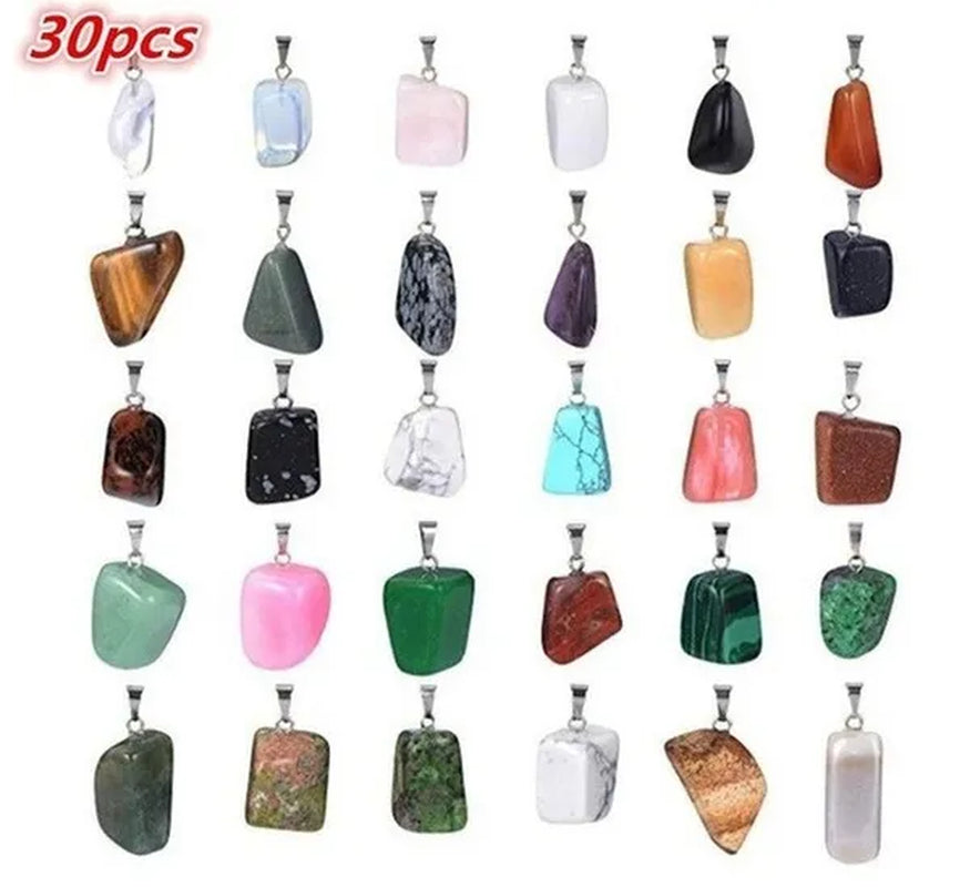 3/6/12/30 PCS Irregular Shape Chakra Stone Pendant Natural Crystal Quartz Stone Pendant Healing Crystal Gem Pendant for Women Girls