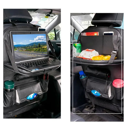 Car Seat Back Storage Organizer Bag Universal PU Leather Multifunction Pockets phone iPad Holder Hanging Tray Shelf Container Table Tablet Tidy Travel