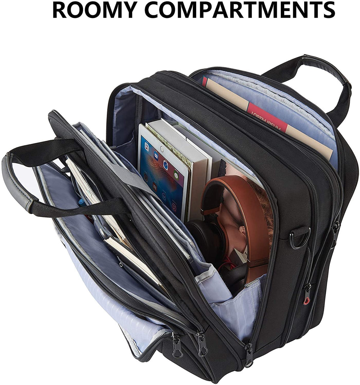 Laptop Bag Premium Laptop Briefcase Fits up to 17.3 Inch Laptop Expandable Water-Repellent Shoulder Messenger Bag Computer Bag for Travel/Business/Men/Women-Black