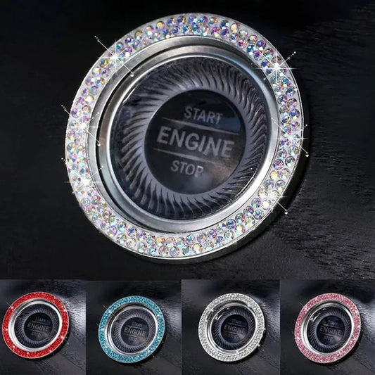New Car One-Key Engine Start Stop Ignition Push Button Decorative Circle Ring Keyless Cover Trim Crystal Diamond Parts Decorate