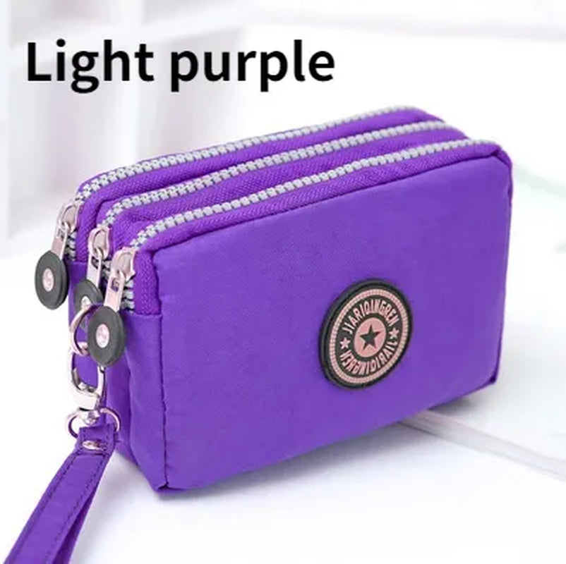 Fashion Women Wallet Credit Card Key Phone Holder Zipper Purses and Handbags Designer Wristlet Waterproof Nylon Clutch Bag Coin Purse
