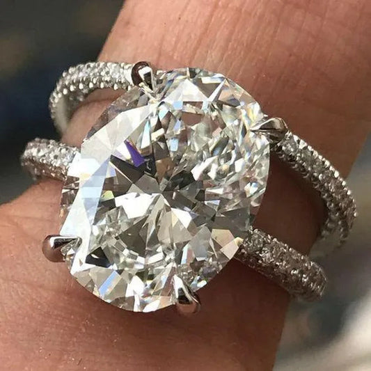 Fashion Style Valentine's Day Gift Ring Exquisite White Zircon Ring Anniversary Gift Engagement Bridal Wedding Jewelry Ring Sets Size 5-11