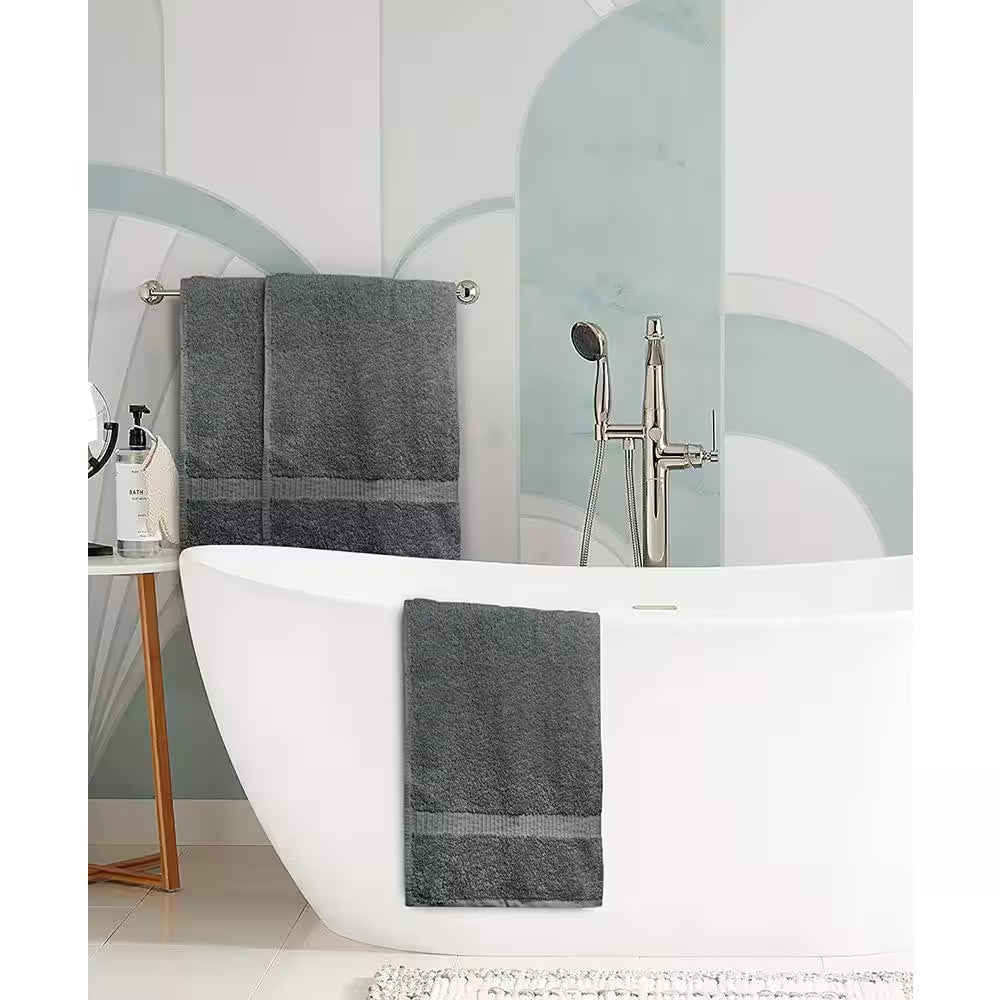 6-Piece Gray Highly Absorbent Cotton Quick Drying Bath Towel Set