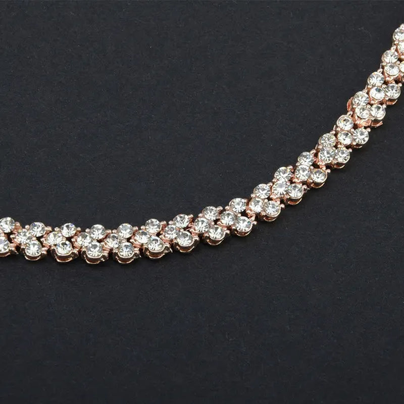 Hip Hop Bling Iced Out Cubic Zirconia Charm Bracelet  Gold Silver Tennis Chain Bracelets Women 3 Row Link Chain Jewelry