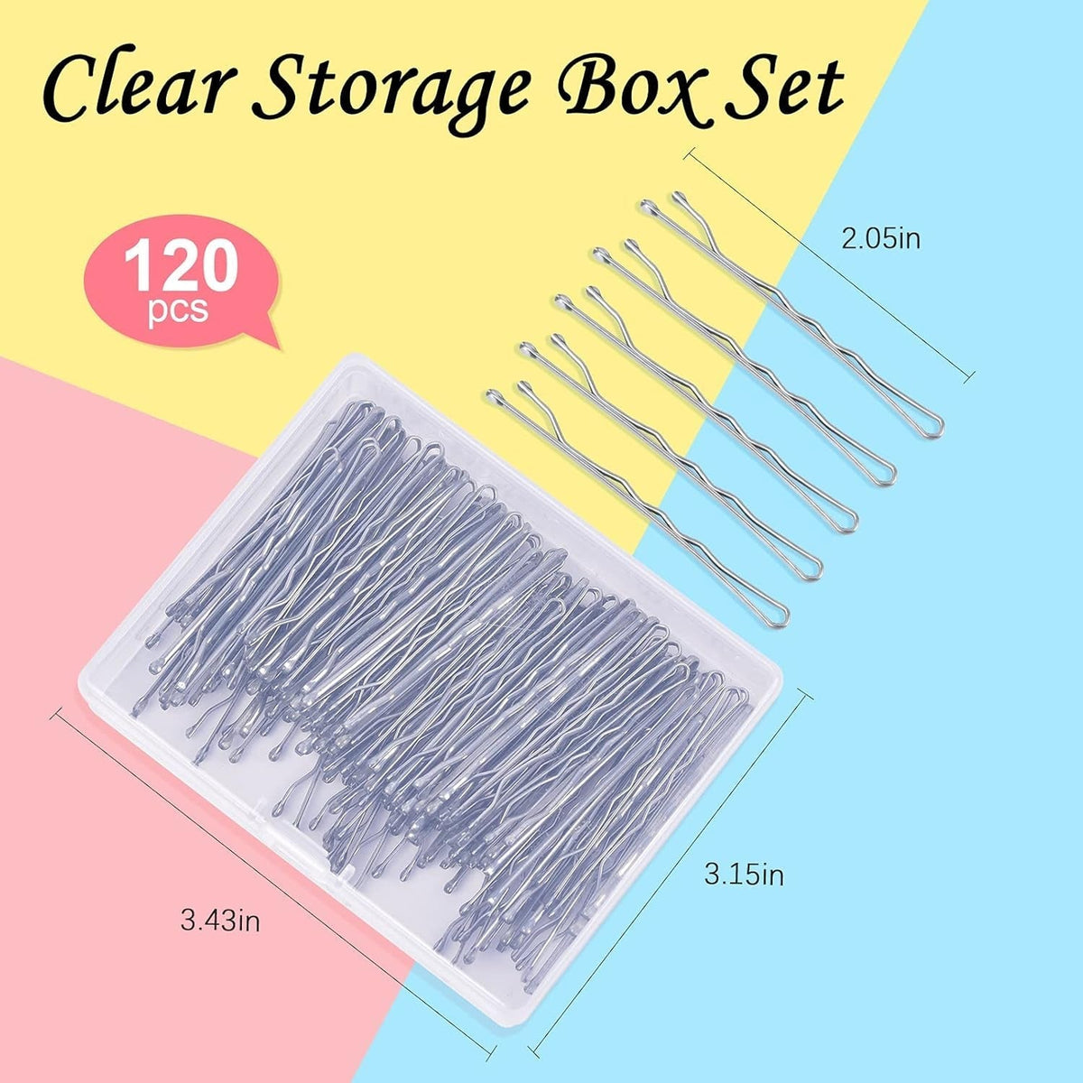 Silver Bobby Pins for Gray Hair 120PCS 2Inches Hair Pins for Women with Box