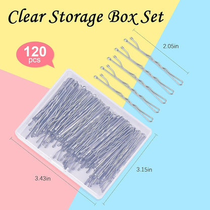 Silver Bobby Pins for Gray Hair 120PCS 2Inches Hair Pins for Women with Box