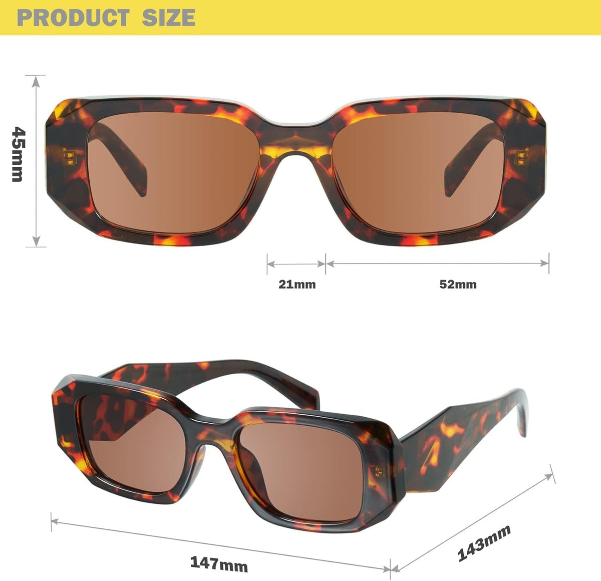 Trendy Rectangle Sunglasses for Women Men-Goulding
