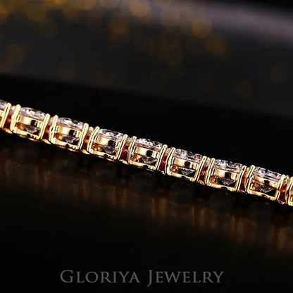 Gloriya Perfect Round Cut 0.5 carat AAA+ CZ Zirconia Silver Plated Classic Ladies Wedding Bracelets Bangles For Women Engagement Gift