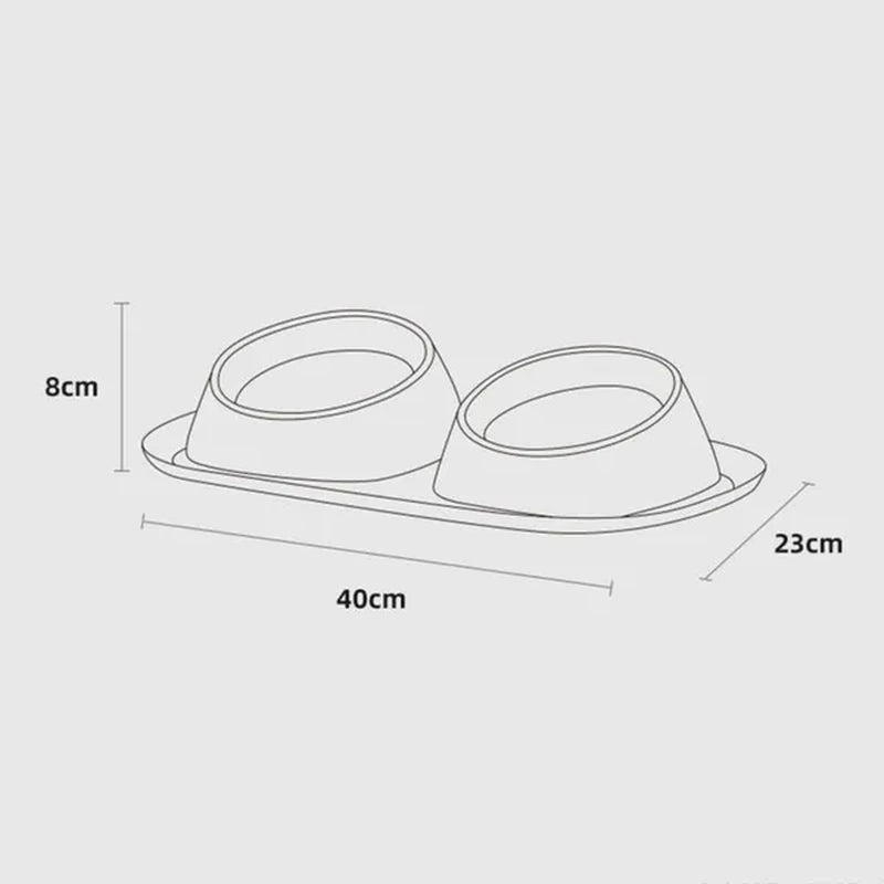 Double Dog Bowls Pet Cat Feeding Stainless Steel Water Food Bowls Feeder Tilted Elevated Cat Bowl Dispenser Pet Accessories