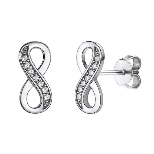 925 Sterling Silver Cubic Zirconia Infinity Symbol Stud Earrings for Women Girls