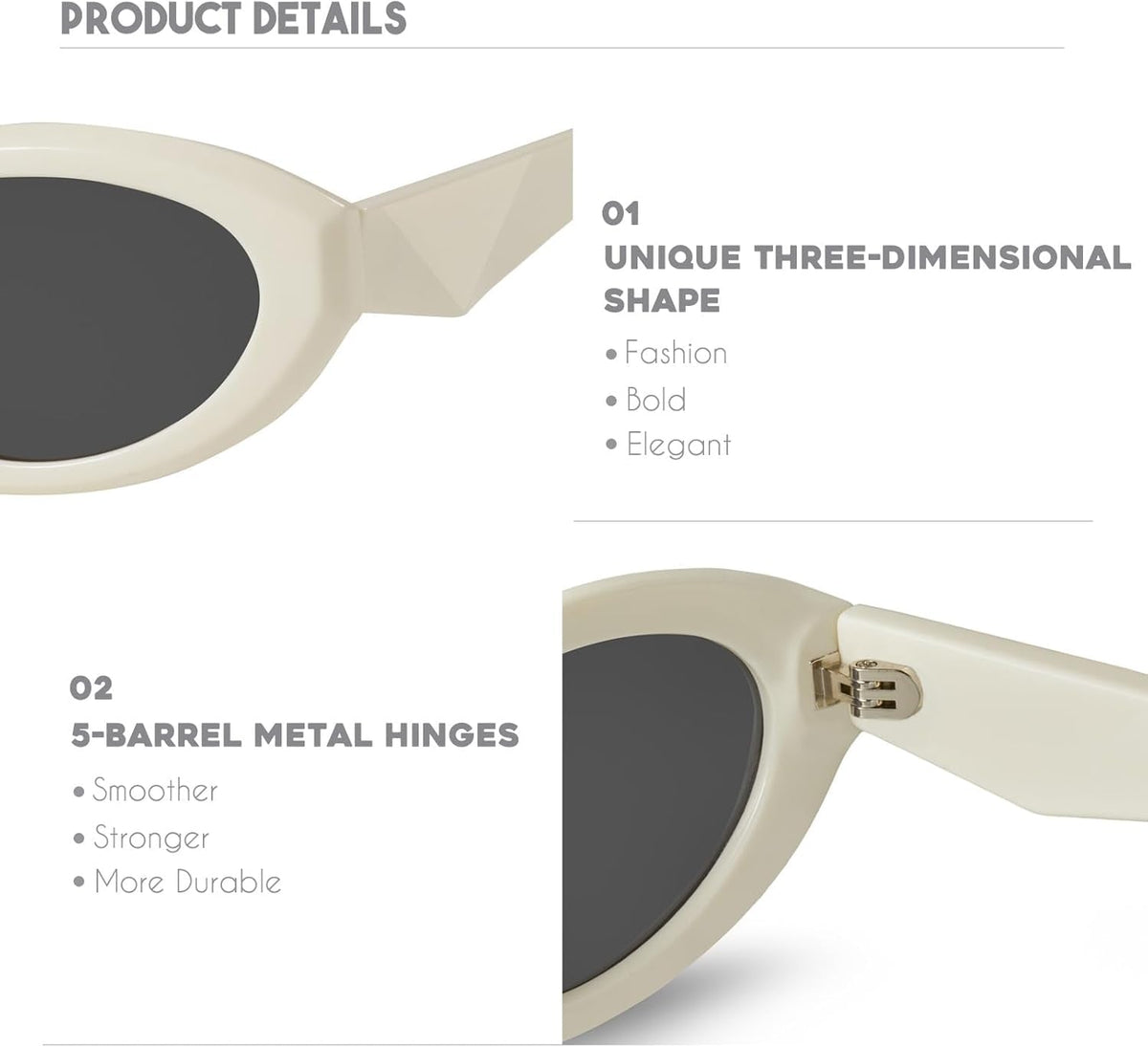 Oval Cat Eye Sunglasses for Women Retro Y2K Style MS52372