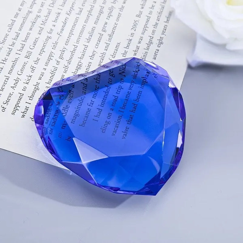 Heart Shape 80mm Crystal Diamond Paperweight  Art Glass Figurine Home Wedding Decor Collectible Gift Souvenir