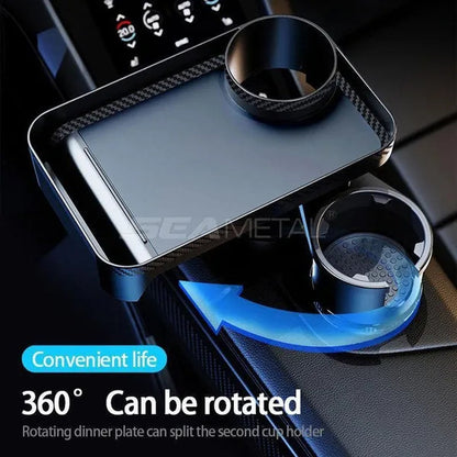 Multifunctional Car Cup Holder with Detachable Tray 360° Rotating Adjustable Car Food Eating Tray Table 3in1 Car Seat Cup Holder Water Bottle Drink Coffee Cleanse Storage