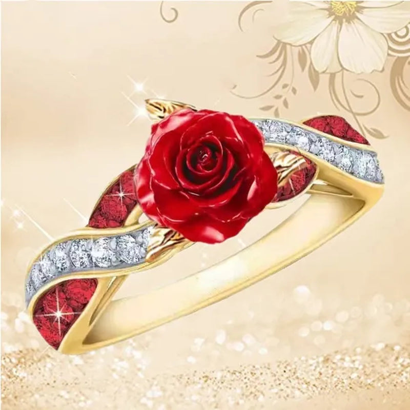 Elegant Fashion Women's Creative Rose Ring Infinite Ring Cross Ring Luxury Couple Diamond Jewelry Engagement Rings for Women Bridal Anniversary Gift Romantic Valentine's Day Size 5-11