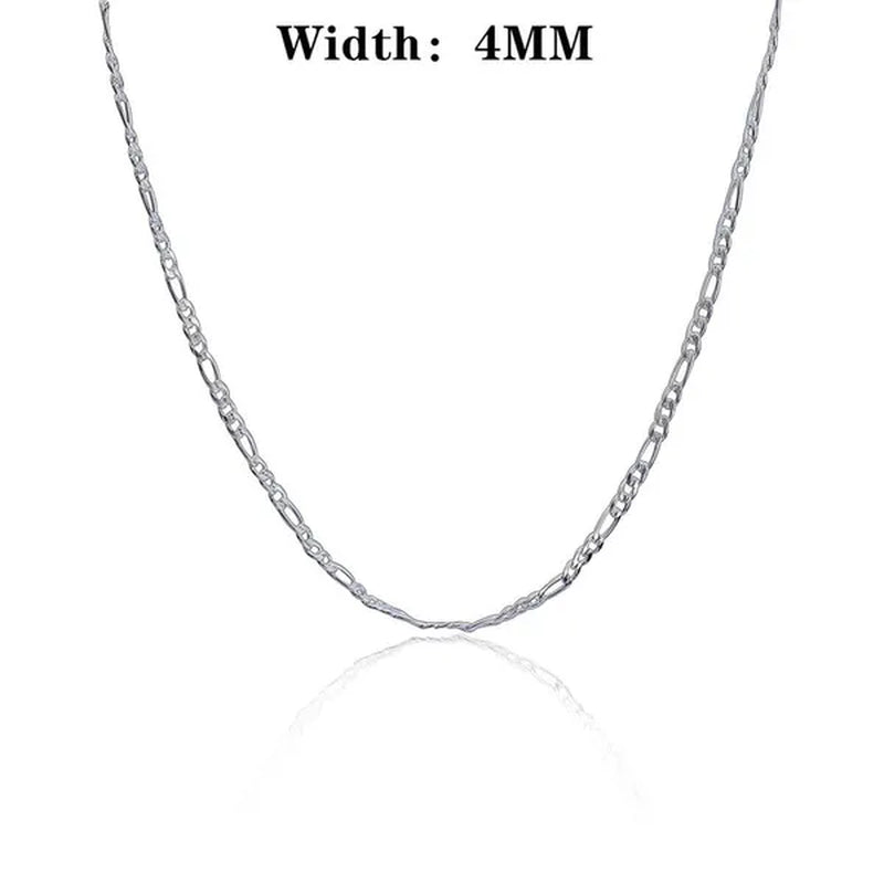 Wholesale High Quality 925 Sterling Silver Fashion Jewelry 2MM/4MM/6MM/8MM Women Men 925 Solid Silver Figaro Chain Necklace 16/18/20/22/24/26/28/30 inches