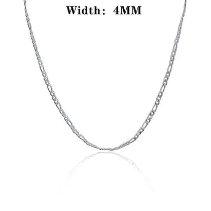Wholesale High Quality 925 Sterling Silver Fashion Jewelry 2MM/4MM/6MM/8MM Women Men 925 Solid Silver Figaro Chain Necklace 16/18/20/22/24/26/28/30 inches