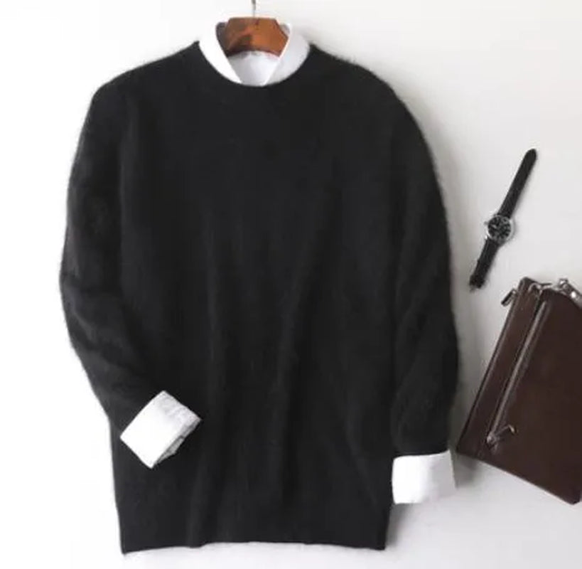 Men's Fashion 100% Wool Pure Mink Cashmere Sweater Men 2020 Autumn Winter Clothes Super Warm Pullover Jumper for Men Long Sleeve Robe Hombre Pull Homme Hiver Mens Sweater Maglione Uomo Suéter Masculino Suéter De Los Hombres Plus Size S-XXXL