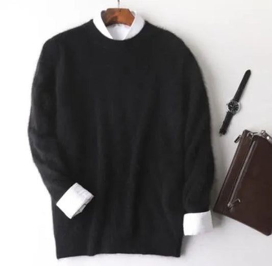 Men's Fashion 100% Wool Pure Mink Cashmere Sweater Men 2020 Autumn Winter Clothes Super Warm Pullover Jumper for Men Long Sleeve Robe Hombre Pull Homme Hiver Mens Sweater Maglione Uomo Suéter Masculino Suéter De Los Hombres Plus Size S-XXXL