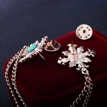 Cross Crystal Tassel Chain Brooch.Gold Silver Tassel Collar Pins Broochs Rhinestone Lapel Pin for Men Women Suit Accessories