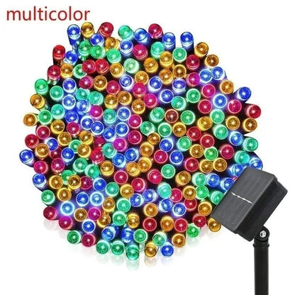8 modes Solar String Lights 50/100/200 LED 8 Modes Solar Powered Xmas Outdoor Lights Waterproof Starry Christmas Fairy Lights for Indoor Gardens Homes Wedding