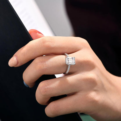 SHELOVES 3 Carat Emerald Cut Engagement Rings AAAAA White Cz 925 Sterling Silver Wedding Band 4-13