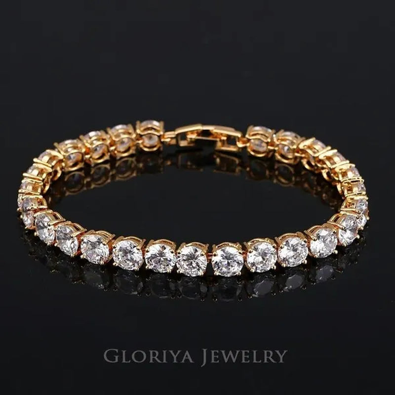 Gloriya Perfect Round Cut 0.5 carat AAA+ CZ Zirconia Silver Plated Classic Ladies Wedding Bracelets Bangles For Women Engagement Gift