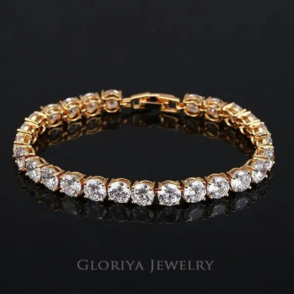 Gloriya Perfect Round Cut 0.5 carat AAA+ CZ Zirconia Silver Plated Classic Ladies Wedding Bracelets Bangles For Women Engagement Gift
