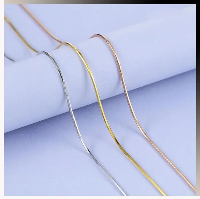Best Ladies Chain Necklace Solid Surface Filled with 18K Gold and Italian 925 Sterling Silver Jewelry Figaro Snake Chain Necklace Fine Jewelry Length: 16-30 Inches