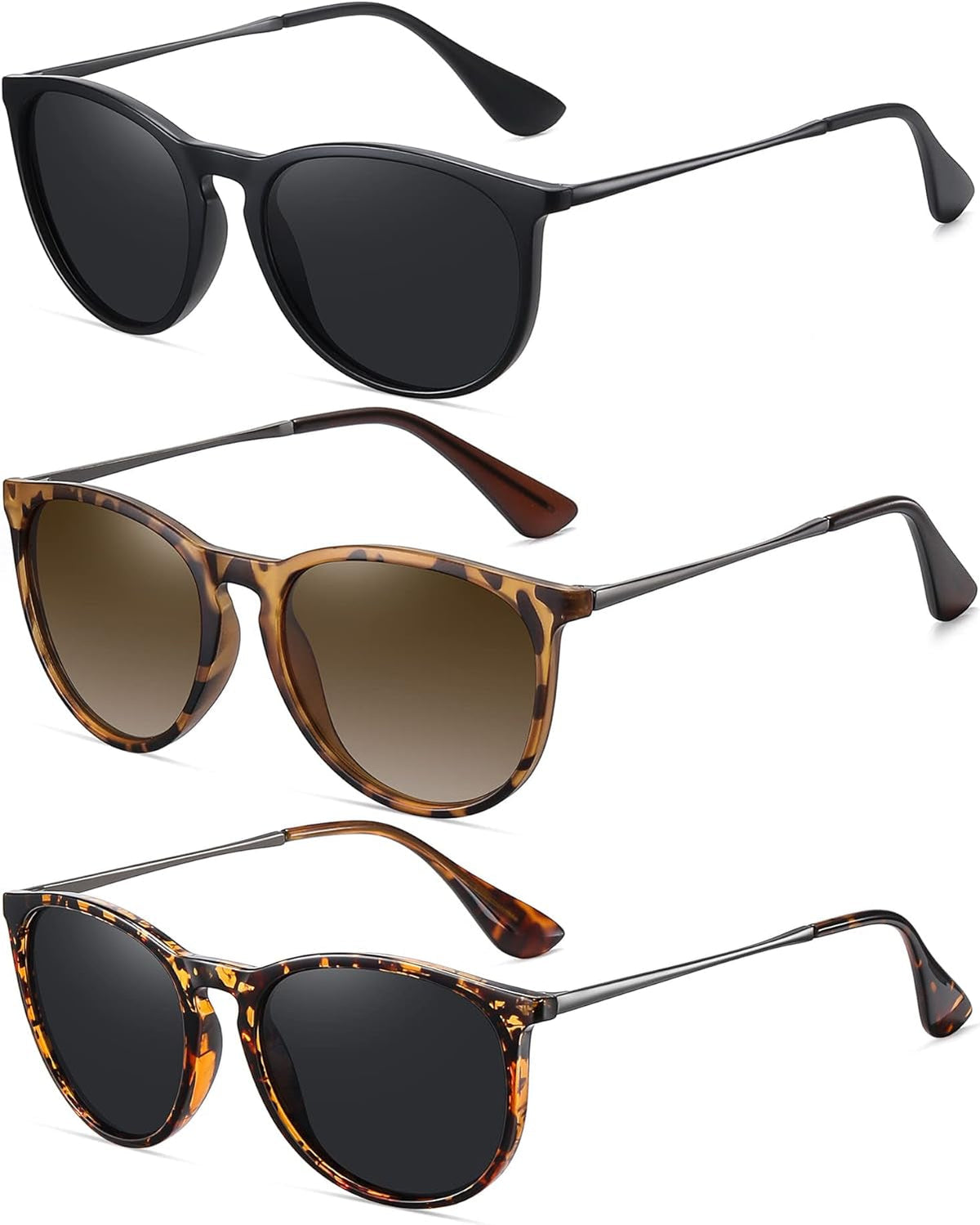 Retro sunglasses womens 2024 trendy round classic glasses