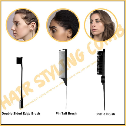 7 Pcs Hair Wax and Edge Control Set for Women - Flyaway Styling Products Includes Wax Stick, Hair Finishing Stick, Comb, Elastic Bands for Wig Edges