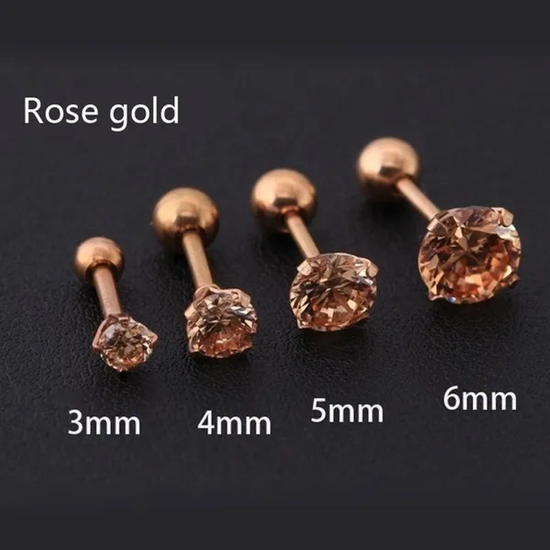 2Pcs/Set Earrings Diamond stud earrings women Fashion bone ear studs set 3mm,4mm,5mm,6mm