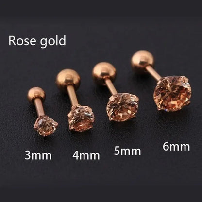 2Pcs/Set Earrings Diamond stud earrings women Fashion bone ear studs set 3mm,4mm,5mm,6mm