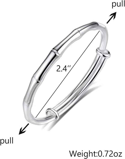 S925 Silver Bangle Bracelet for Women, Elegant Women‘S Sterling Silver Bracelet Bangle Adjustable 6.4-7.8 Inches Small Size