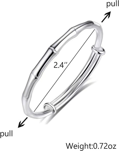 S925 Silver Bangle Bracelet for Women, Elegant Women‘S Sterling Silver Bracelet Bangle Adjustable 6.4-7.8 Inches Small Size