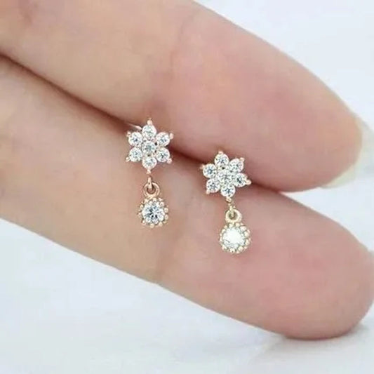 Flower Zircon Drop Earrings Engagement Earrings Women Earrings Diamond Star Engagement Earrings