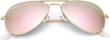 Classic Aviator Sunglasses for Men Women 100% Real Glass Lens