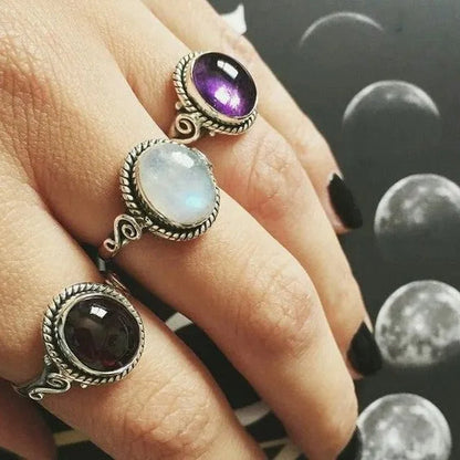 Vintage Amazing  Natural Moonstone  Ring Anniversary Gift Princess Engagement Bridal Wedding Valentine's Day Commitment Ring Jewelry Size 4-12 Aneis Femininos