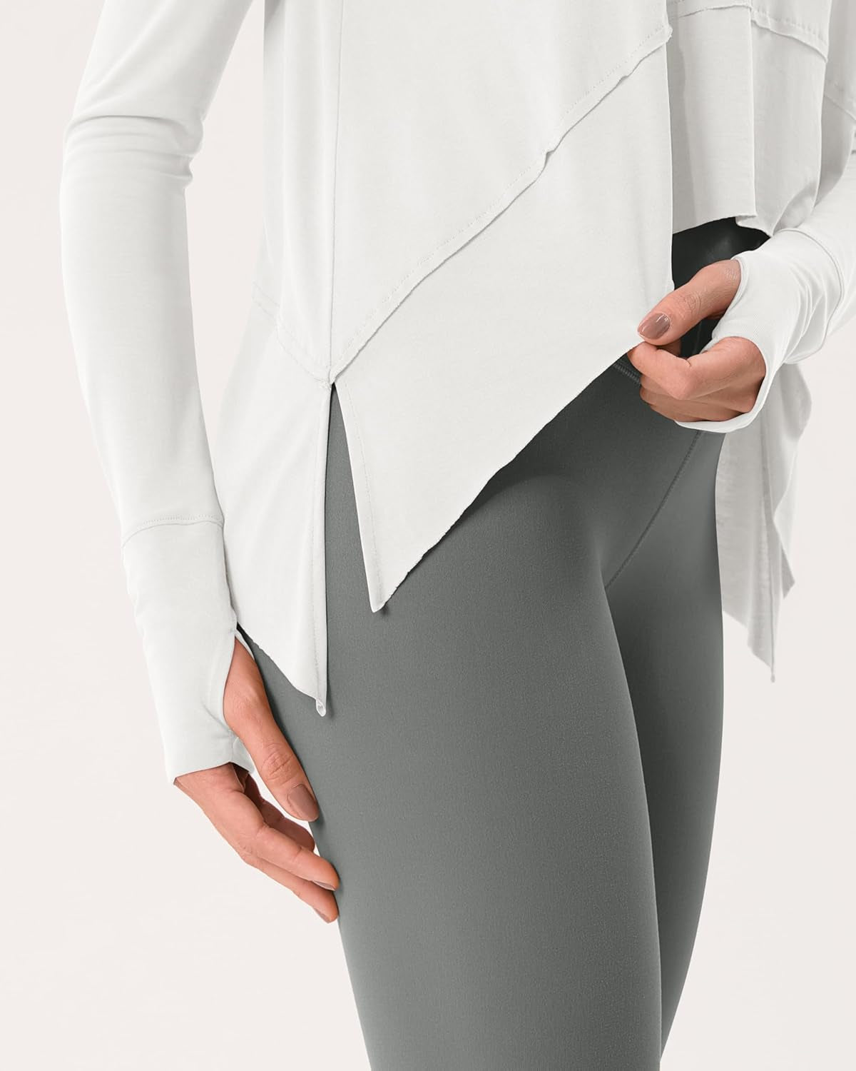Long Sleeve Tee for Women with Thumb Hole Athletic Gym Workout Crop Tops Yoga Shirts