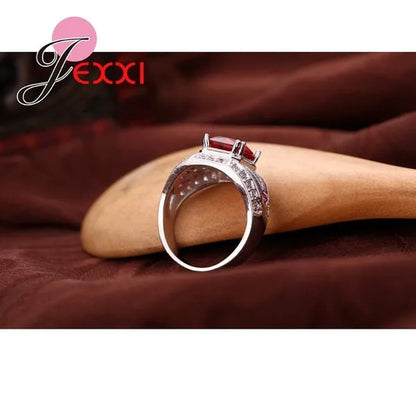 Fashion Elegant Anniversary Rings For Lady Rose CZ  925 Sterling Silver Wedding Engagement Ring Jewelry Gift