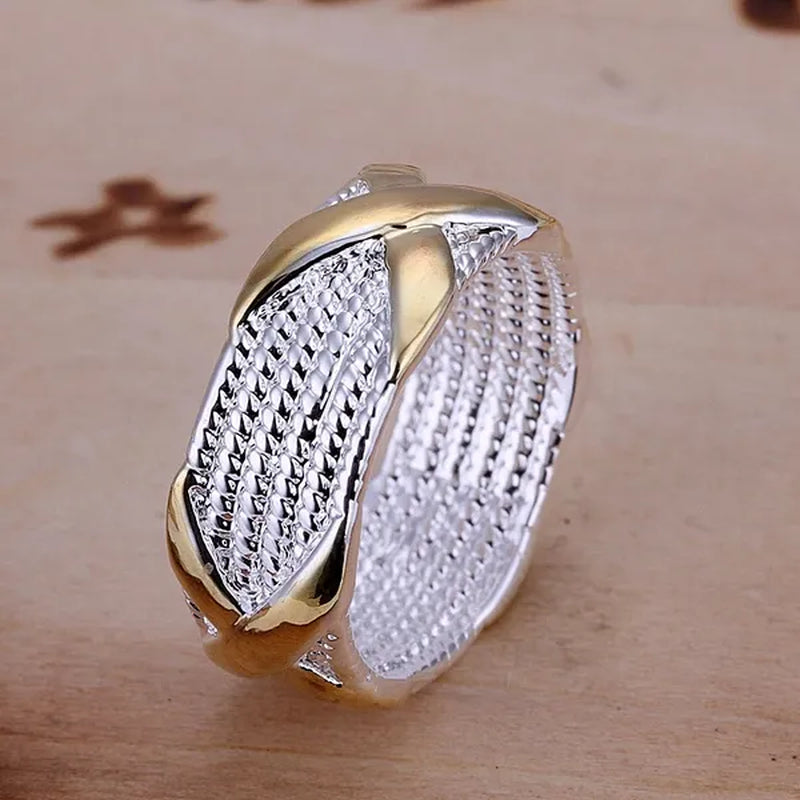 Wholesale! Prefect!Hot New High quality 925 Sterling Silver Fashion Jewelry Ring Gold "X" Hot Sale